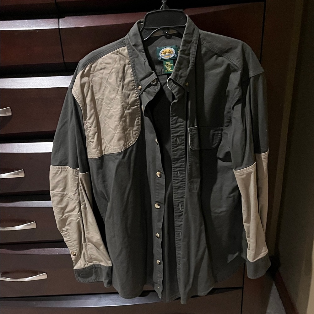 Cabela's Olive and Beige Button Down Shirt